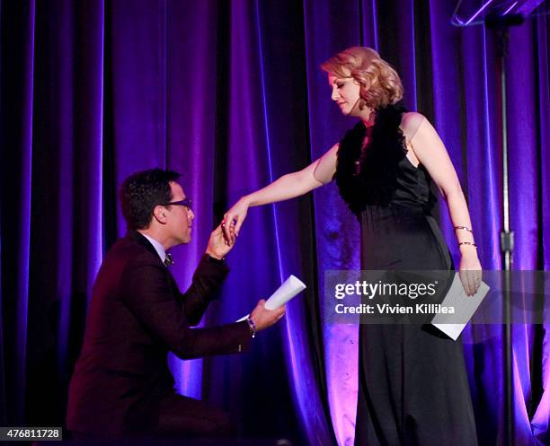 Actor Dan Bucatinsky and actress Wendi McLendon-Covey at the Lambda Legal 2014 West Coast Liberty Awards Hosted By Wendi McLendon-Covey at the...