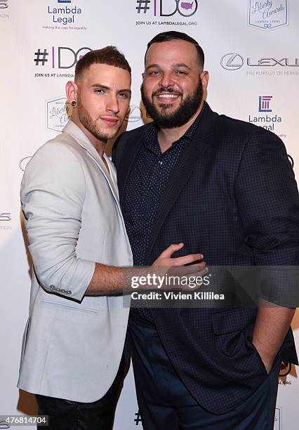 Joseph Bradley Phillips and actor Daniel Franzese attend the Lambda Legal 2014 West Coast Liberty Awards Hosted By Wendi McLendon-Covey at the...