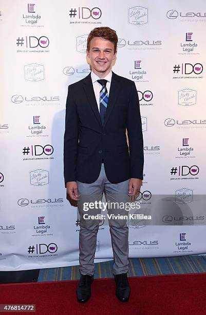 Actor Gavin MacIntosh attends the Lambda Legal 2014 West Coast Liberty Awards Hosted By Wendi McLendon-Covey at the Beverly Wilshire Four Seasons...
