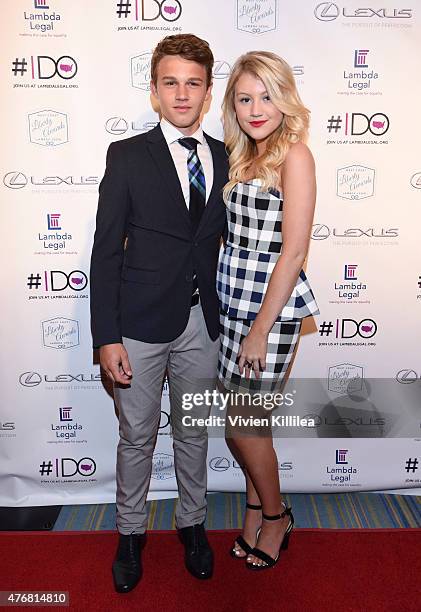 Actors Gavin MacIntosh and Brooke Sorenson attend the Lambda Legal 2014 West Coast Liberty Awards Hosted By Wendi McLendon-Covey at the Beverly...