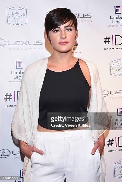 Actress Jacqueline Toboni attends the Lambda Legal 2014 West Coast Liberty Awards Hosted By Wendi McLendon-Covey at the Beverly Wilshire Four Seasons...