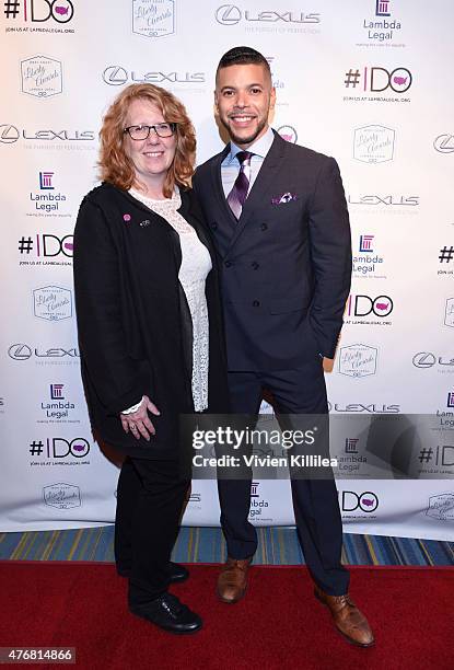 Honoree Laurie Hasencamp and actor Wilson Cruz attend the Lambda Legal 2014 West Coast Liberty Awards Hosted By Wendi McLendon-Covey at the Beverly...