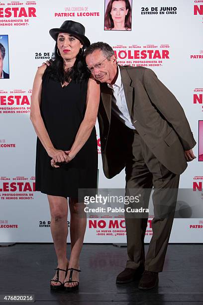 Spanish actress Rossy de Palma and Patrice Leconte attend 'No Molestar' photocall at Instituto Frances on June 12, 2015 in Madrid, Spain.