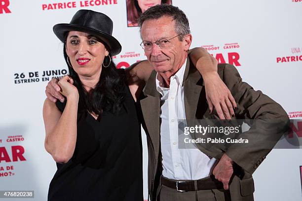 Spanish actress Rossy de Palma and Patrice Leconte attend 'No Molestar' photocall at Instituto Frances on June 12, 2015 in Madrid, Spain.