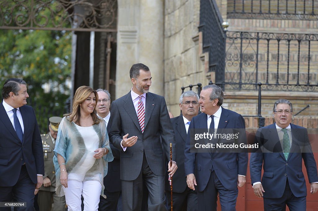 King Felipe VI of Spain Delivers The University Awards of The Royal Cavalry Armory of Seville