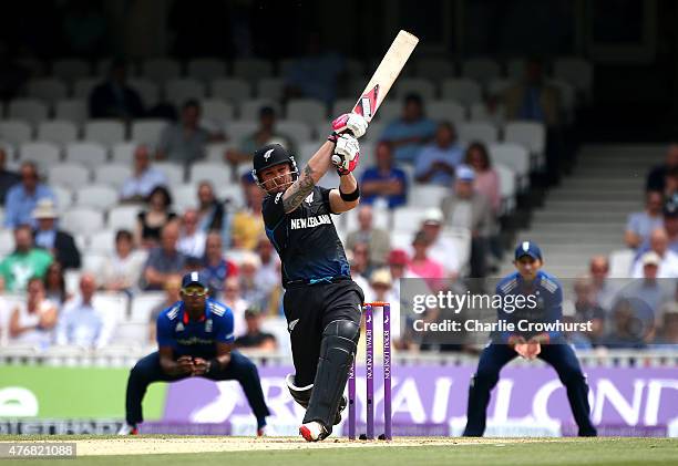 Brendon McCullum of New Zealand hits out during the the 2nd ODI Royal London One-Day Series 2015 match between England and NewZealand at The Kia Oval...