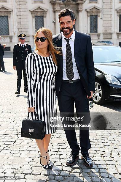 Alessandro Gassman and Sabrina Knaflitz attend the '2015 David Di Donatello' Nominees at Palazzo del Quirinale on June 12, 2015 in Rome, Italy.