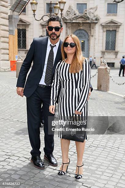 Sabrina Knaflitz and Alessandro Gassman attend the '2015 David Di Donatello' Nominees at Palazzo del Quirinale on June 12, 2015 in Rome, Italy.