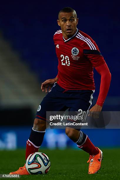 Macnelly Torres of Colombia runs with the ball during the International friendly match between Colombia and Tunisia at Cornella el Prat Stadium on...