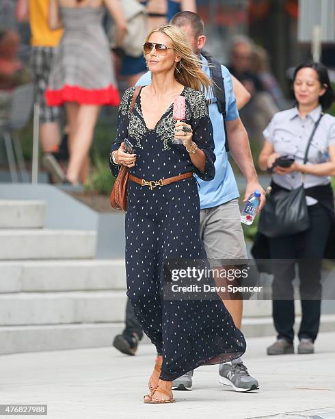 Heidi Klum seen out with her family daughters Lou Sulola Samuel , Helene Boshoven Samuel and son Johan Riley Fydor Taiwo Samuel on June 11, 2015 in...