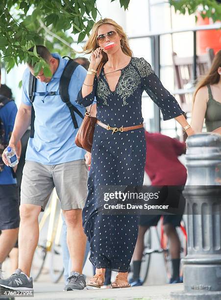 Heidi Klum seen out with her family daughters Lou Sulola Samuel , Helene Boshoven Samuel and son Johan Riley Fydor Taiwo Samuel on June 11, 2015 in...