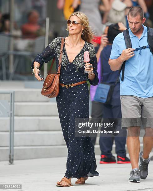 Heidi Klum seen out with her family daughters Lou Sulola Samuel , Helene Boshoven Samuel and son Johan Riley Fydor Taiwo Samuel on June 11, 2015 in...