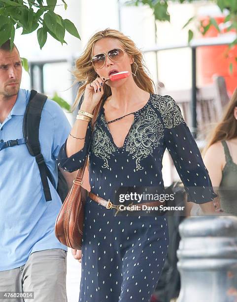 Heidi Klum seen out with her family daughters Lou Sulola Samuel , Helene Boshoven Samuel and son Johan Riley Fydor Taiwo Samuel on June 11, 2015 in...