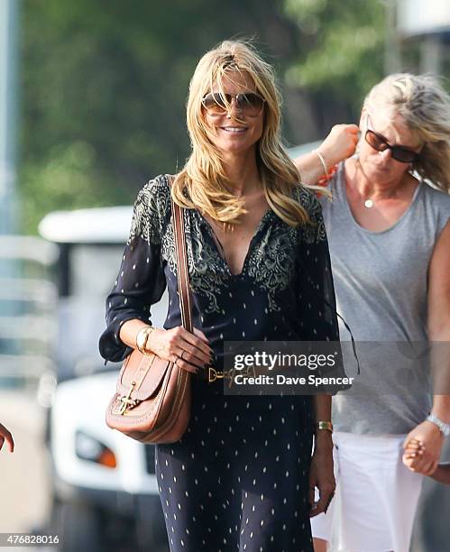 Heidi Klum seen out with her family daughters Lou Sulola Samuel , Helene Boshoven Samuel and son Johan Riley Fydor Taiwo Samuel on June 11, 2015 in...