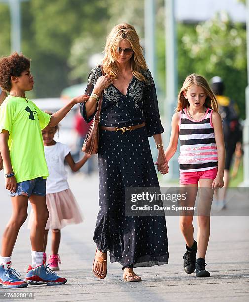 Heidi Klum seen enjoying an ice cream with her family daughters Lou Sulola Samuel , Helene Boshoven Samuel and son Johan Riley Fydor Taiwo Samuel on...