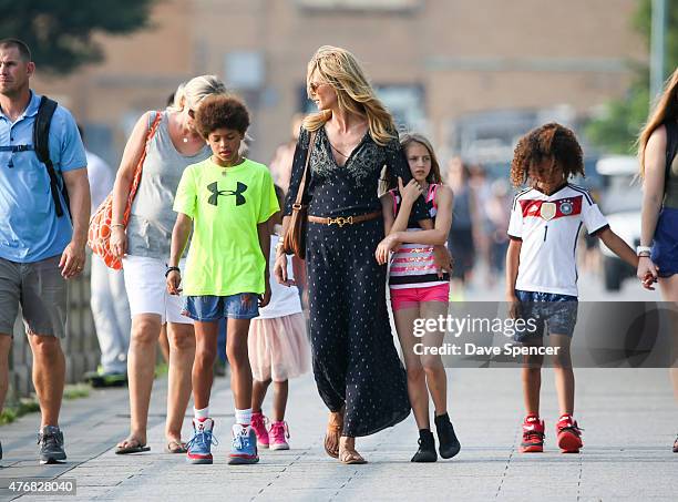 Heidi Klum seen enjoying an ice cream with her family daughters Lou Sulola Samuel , Helene Boshoven Samuel and son Johan Riley Fydor Taiwo Samuel on...