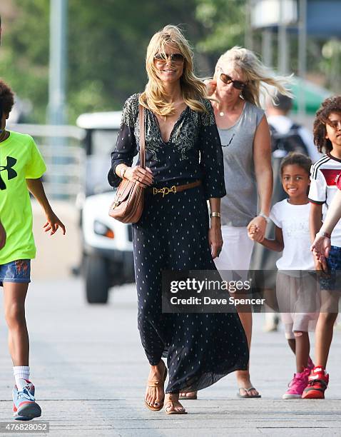 Heidi Klum seen enjoying an ice cream with her family daughters Lou Sulola Samuel , Helene Boshoven Samuel and son Johan Riley Fydor Taiwo Samuel on...