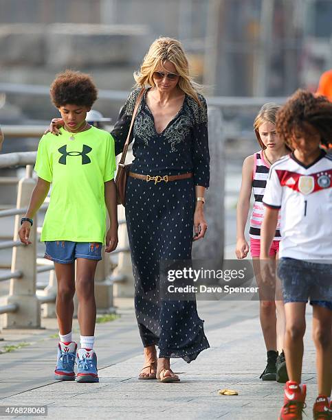 Heidi Klum seen enjoying an ice cream with her family daughters Lou Sulola Samuel , Helene Boshoven Samuel and son Johan Riley Fydor Taiwo Samuel on...