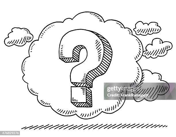 illustrations, cliparts, dessins animés et icônes de point d'interrogation dans la bulle de pensée de dessin - marque de ponctuation