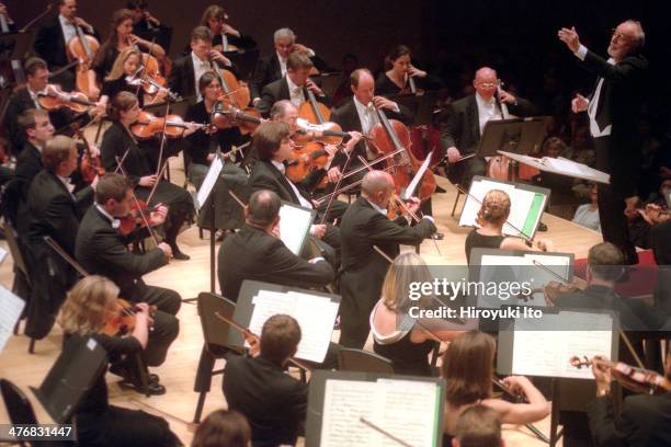 Kurt Masur leading the London Philharmonic Orchestra in Prokofiev's "Symphony No. 5" at Carnegie Hall on Monday night, October 7, 2002.