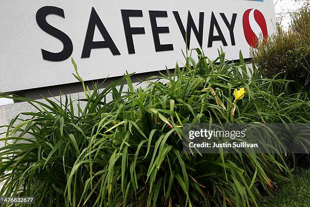 Sign stands outside of a Safeway store on March 5, 2014 in Mountain View, California. Private equity firm Cerberus Capital Management LP is...