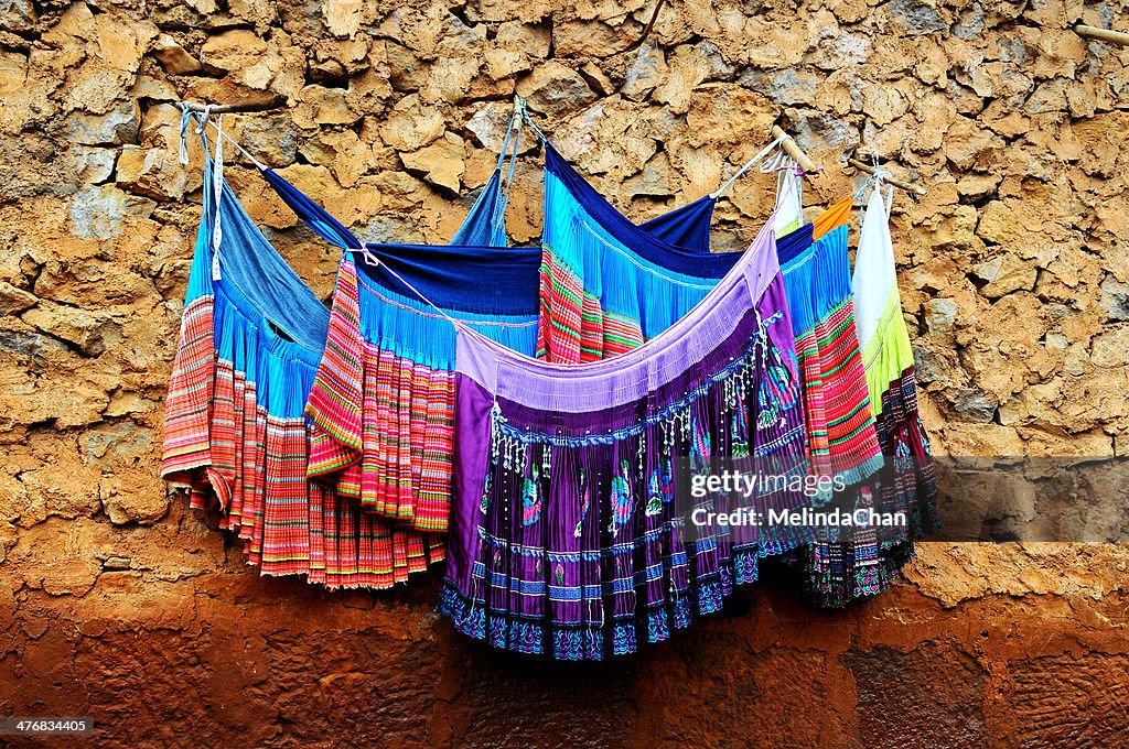 Colorful Chinese Ethnic Minority lady's aprons