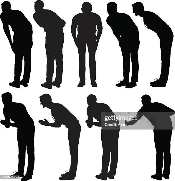 casual man bowing - taking a bow stock illustrations