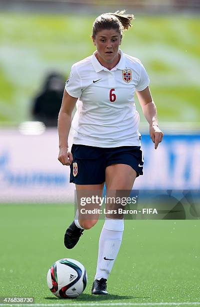 Maren Mjelde of Norway runs with the ball during the FIFA Women's World Cup 2015 Group B match between Germany and Norway at Lansdowne Stadium on...