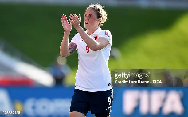 Isabell Herlovsen of Norway reacts during the FIFA Women's World Cup 2015 Group B match between Germany and Norway at Lansdowne Stadium on June 11,...
