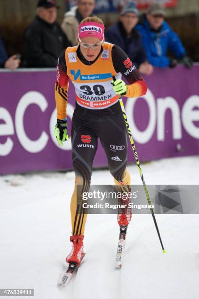Nicole Fessel of Germany competes in the Women's 1.3km Qualification Classic Sprint at the Viessmann FIS Cross Country World Cup Classic event on...