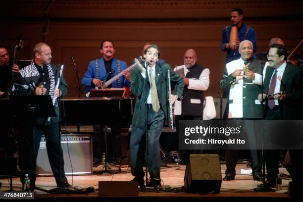 Orquesta Aragon performing at Carnegie Hall as part of JVC Jazz Festival on Saturday night, June 29, 2002.This image:Flute players from left, Eduardo...