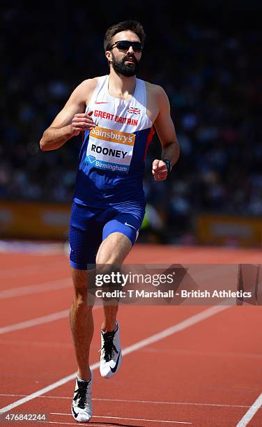 Martyn Rooney of Great Britain competes in the Men's 300m during the Sainsbury's Birmingham Grand Prix - Diamond League meeting at Alexander Stadium...