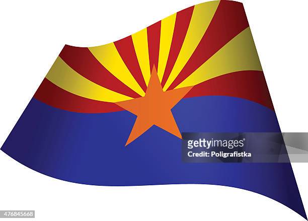 waving flag of arizona - arizona flag stock illustrations