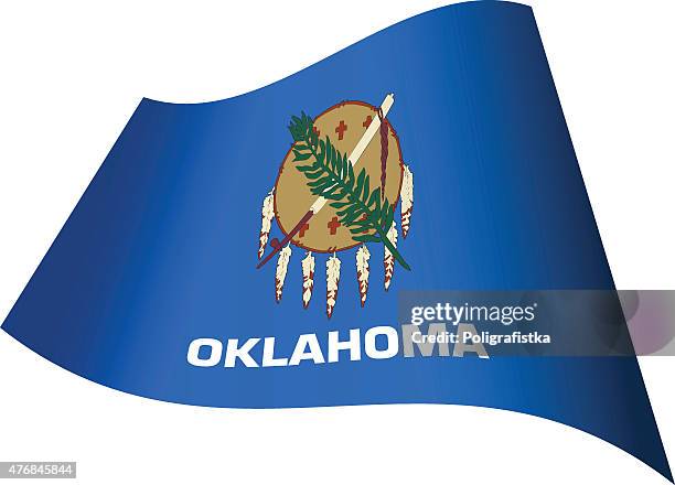 waving flag of oklahoma - oklahoma state flag stock illustrations