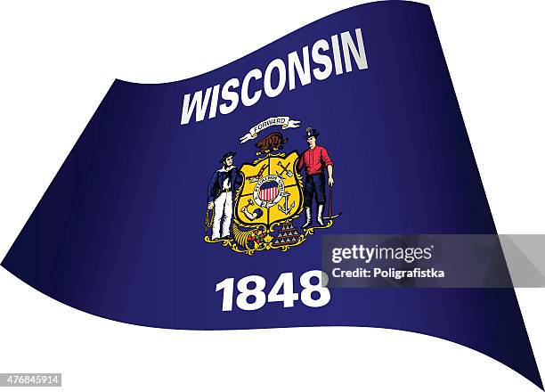 waving flag of wisconsin - wisconsin state flag stock illustrations