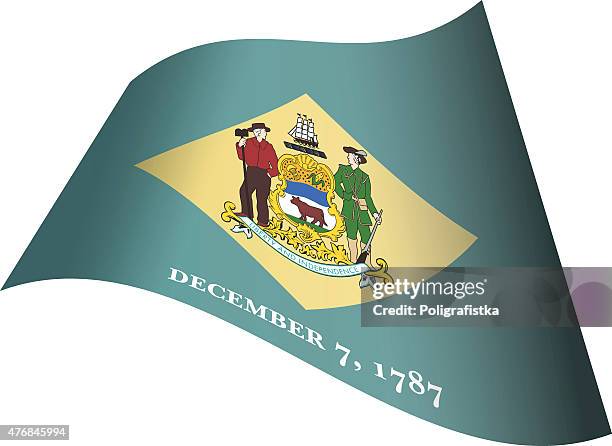 waving flag of delaware - delaware state flag stock illustrations