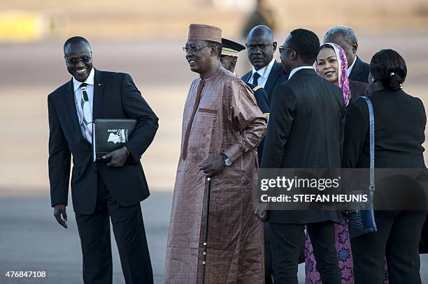 Chadian President Idriss Deby Itno arrives at the Waterkloof Air Force base in Pretoria on June 12, 2015. Heads of state from across the African...