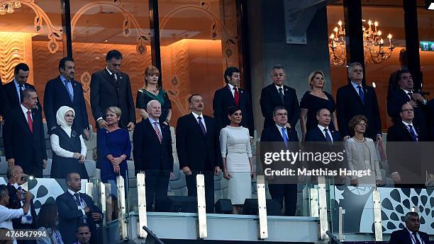 President of the EOC Patrick Hickey, President of Azerbaijan Ilham Aliyev, First Lady of Azerbaijan and Chair of the Baku 2015 European Games...