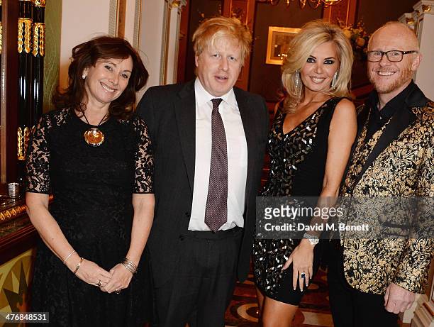 Anita Zabludowicz, Boris Johnson, Claire Caudwell and John Caudwell attend a dinner hosted by John Caudwell on March 5, 2014 in London, England.