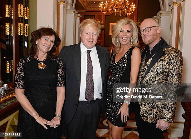 Anita Zabludowicz, Boris Johnson, Claire Caudwell and John Caudwell attend a dinner hosted by John Caudwell on March 5, 2014 in London, England.