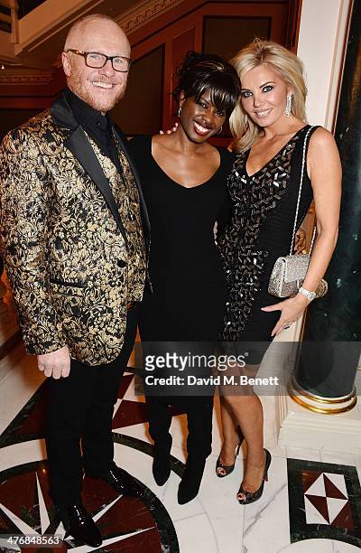 John Caudwell, June Sarpong and Claire Caudwell attend a dinner hosted by John Caudwell on March 5, 2014 in London, England.