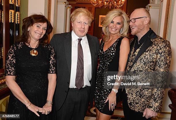 Anita Zabludowicz, Boris Johnson, Claire Caudwell and John Caudwell attend a dinner hosted by John Caudwell on March 5, 2014 in London, England.