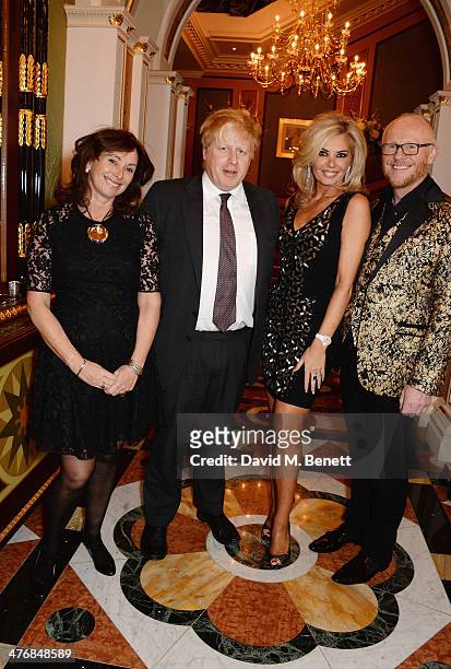 Anita Zabludowicz, Boris Johnson, Claire Caudwell and John Caudwell attend a dinner hosted by John Caudwell on March 5, 2014 in London, England.