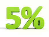 5% percentage rate icon on a white background