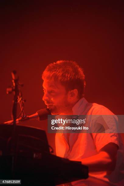 Radiohead performing at Madison Square Garden on Tuesday night, August 7, 2001.This image:Thom Yorke.