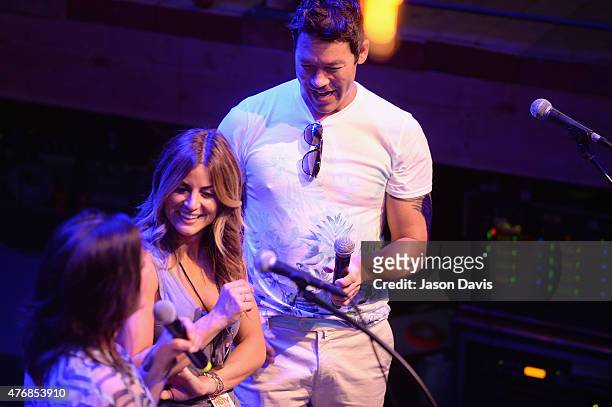 Nan Kelley, Alison Victoria and David Bromstad appear onstage at the HGTV Lodge during CMA Music Fest on June 12, 2015 in Nashville, Tennessee.