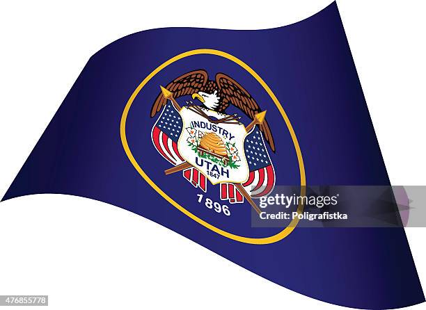 waving flag of utah - utah state flag stock illustrations