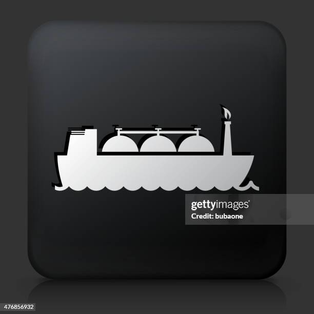 black square button with ship transporting gas - hydraulic fracturing icons stock illustrations