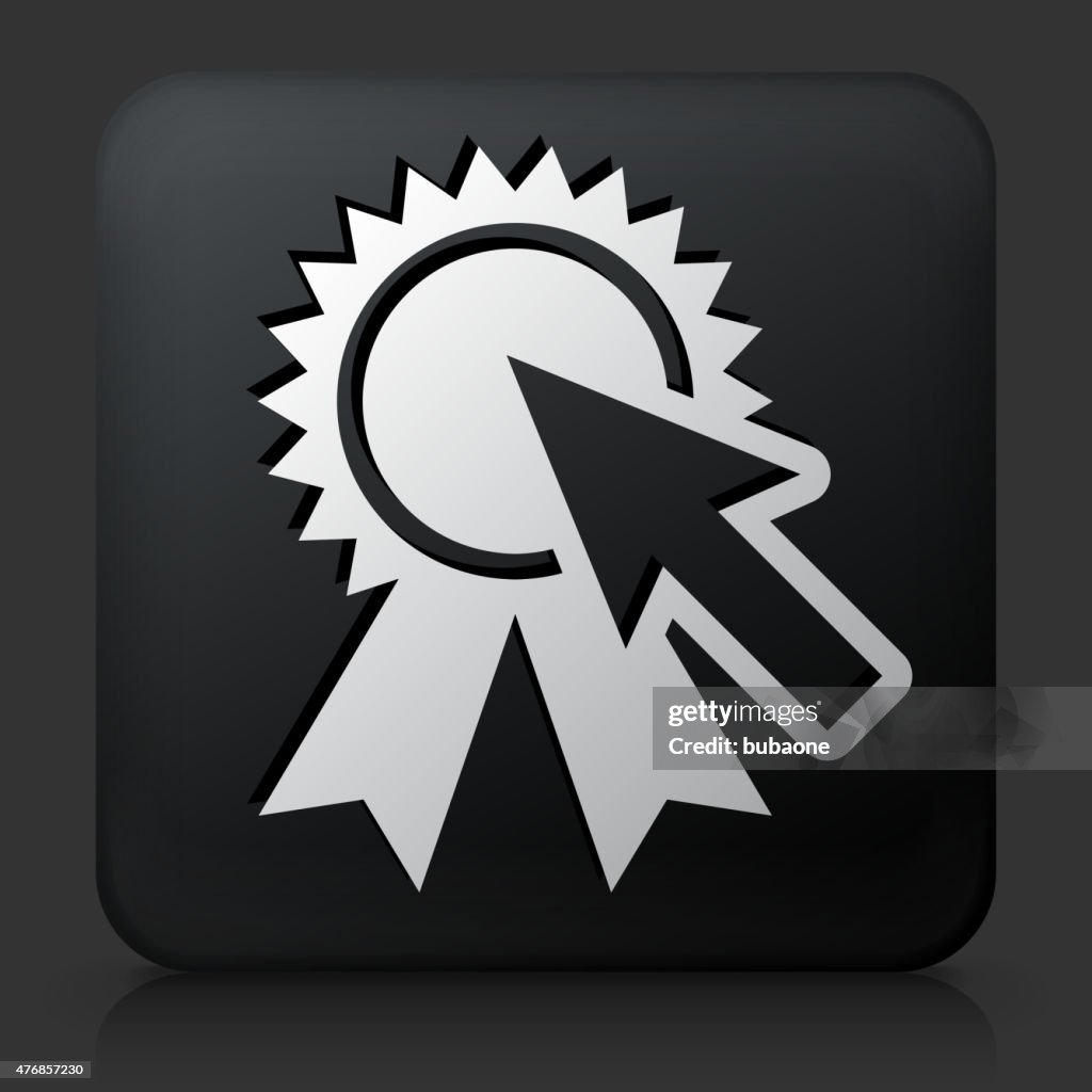 Button Ribbon Effect Black Square Button With Award Ribbon And Cursor High-Res Vector ...