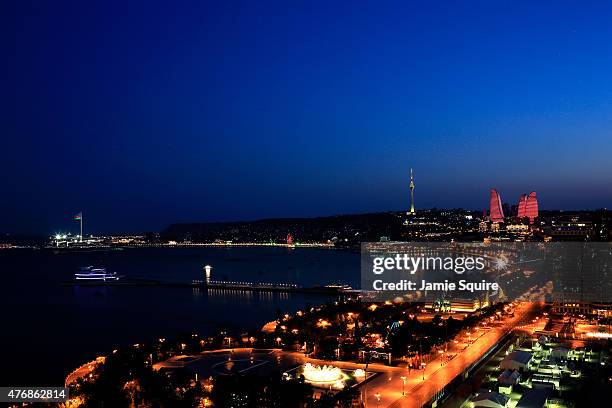 General view the Baku skyline during the Opening Ceremony for the Baku 2015 European Games on June 12, 2015 in Baku, Azerbaijan.